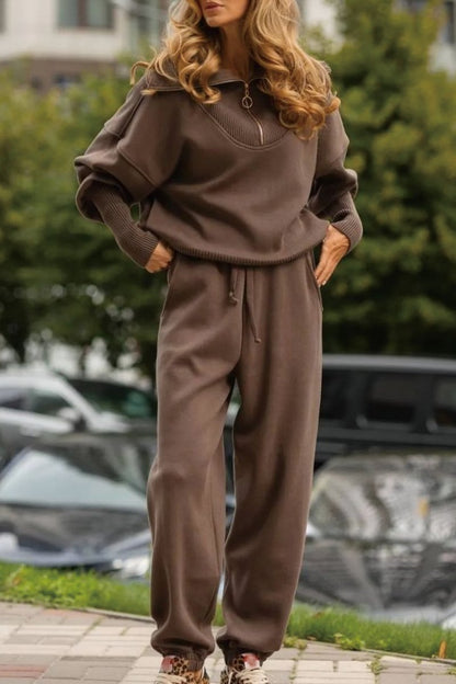 Bequeme Freizeit-Kleidung Set mit Reißverschluss Pullover