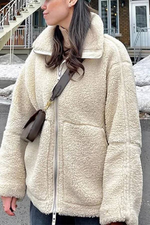 Weiche Teddyjacke Frauen Übergröße - IdealeKleiden