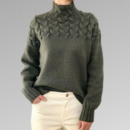 Elegantes Kleid | Strickpullover Hochgeschlossen Geflochtenes Design