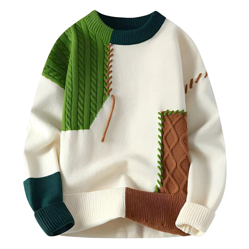 Herren Pullover Patchwork Stylisch Warm