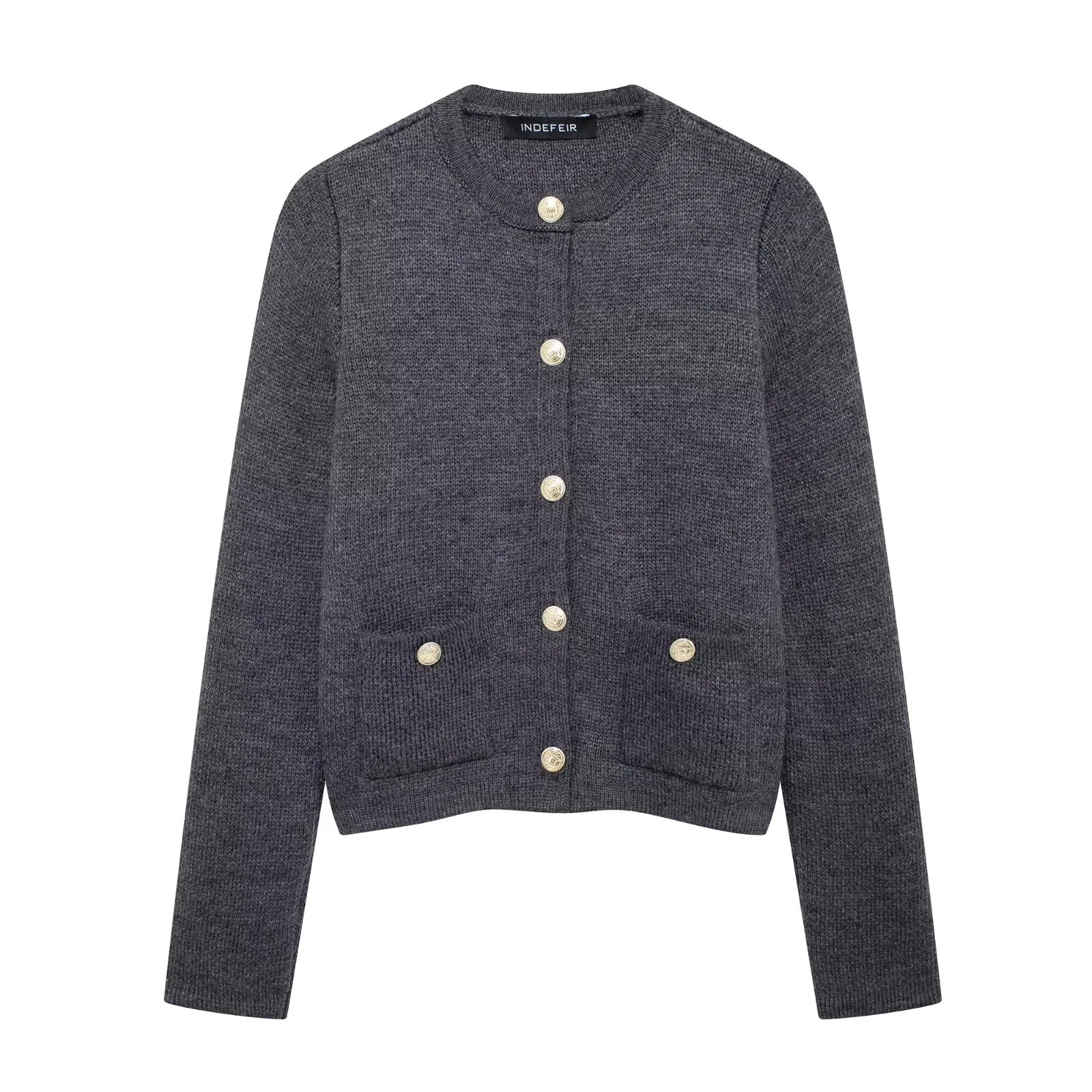 Stylischer Damen Cardigan mit Goldknöpfen - IdealeKleiden