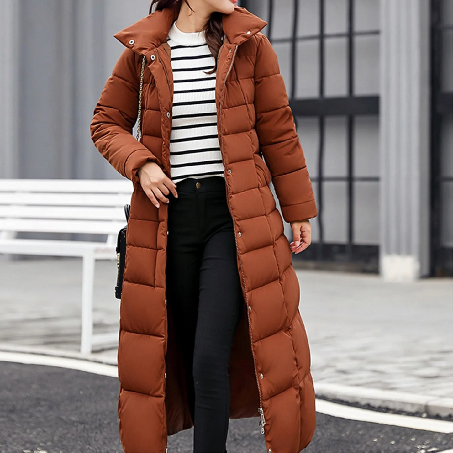 Stylische Damenpufferjacke Elegant Knopf