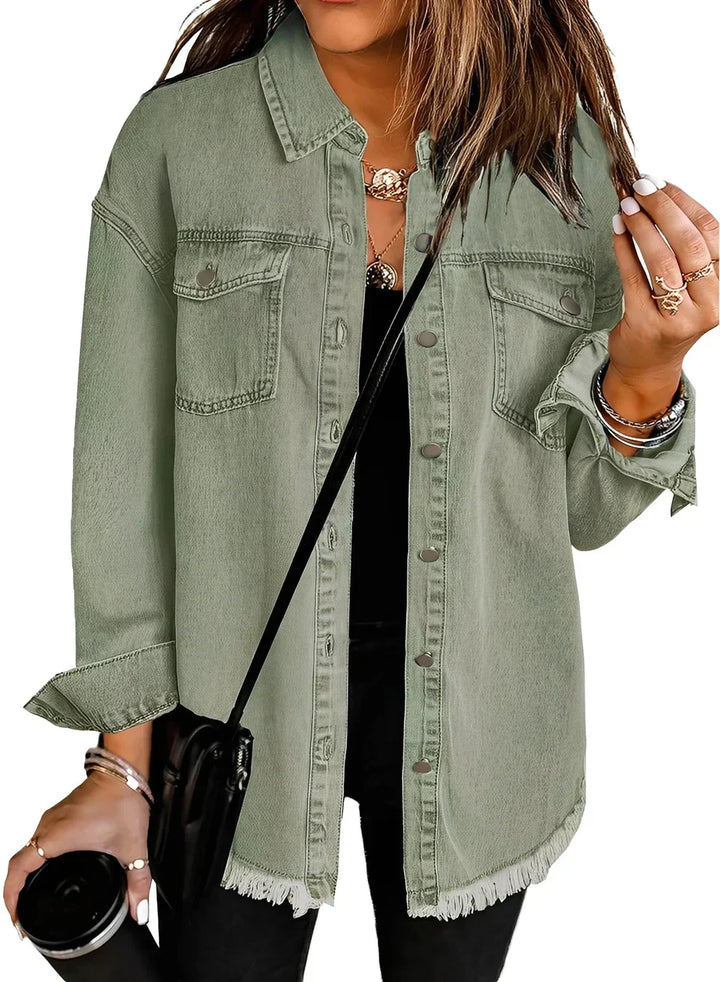 Damen Jeansjacke Used Look Vintage Stil
