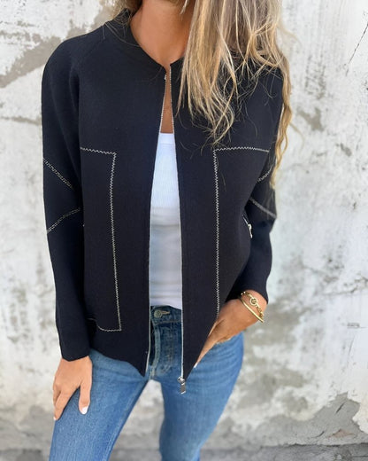 Frauen Bomberjacke Sportlich Zip-Up