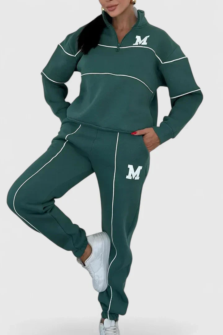 Damen Sportanzug Modern Mit Kontraststreifen