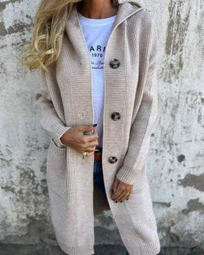 Kapuzenstrickjacke Mit Taschen Damen - IdealeKleiden