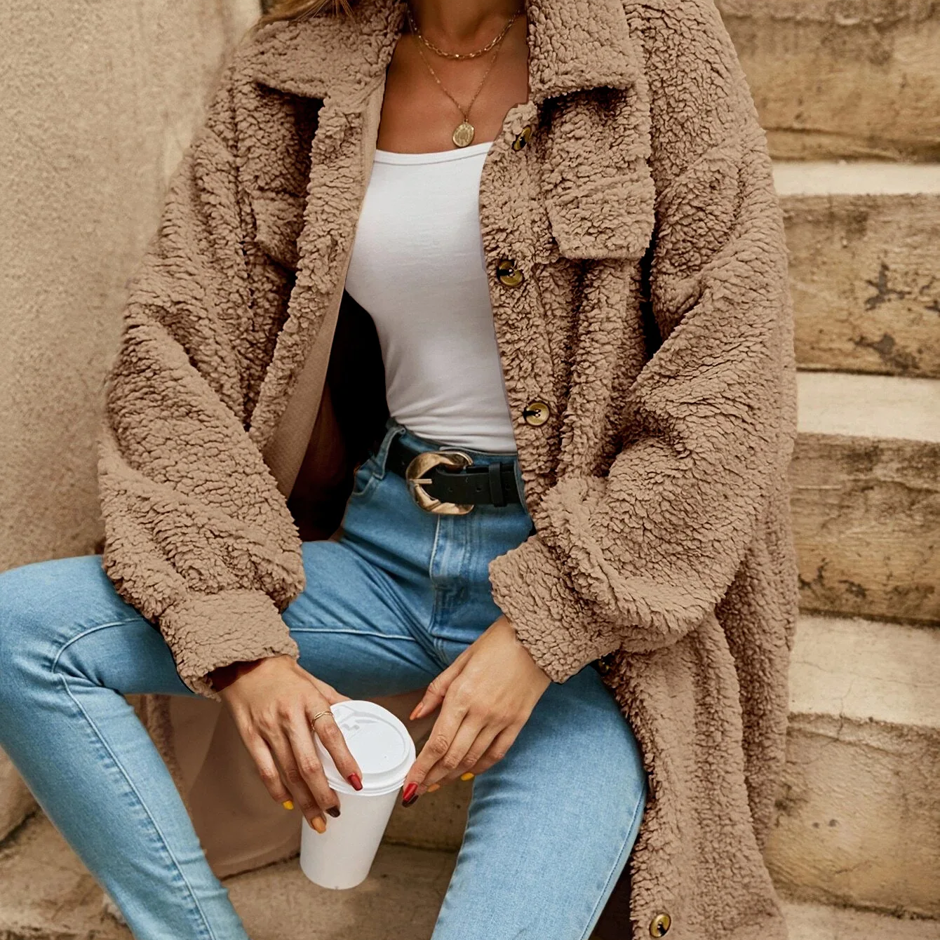 Schicke Damenmantel Teddy Herbst Trend