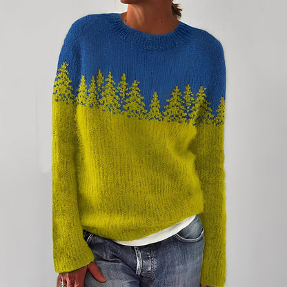 Klassischer Damenpullover mit Muster → Eleganter Damenpullover mit Blumenmuster
