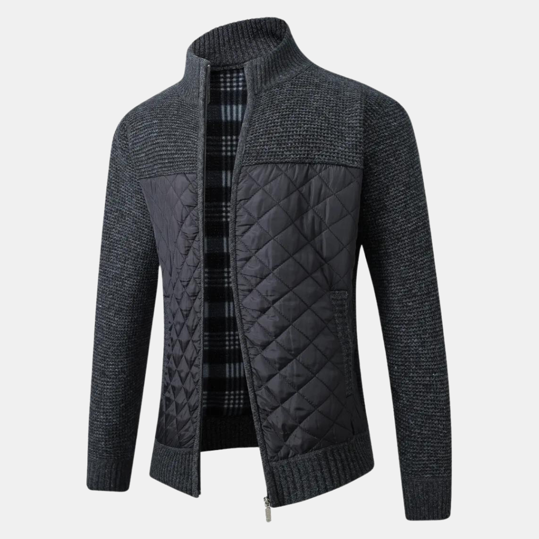 Herren Strickjacke Stehkragen Eleganz