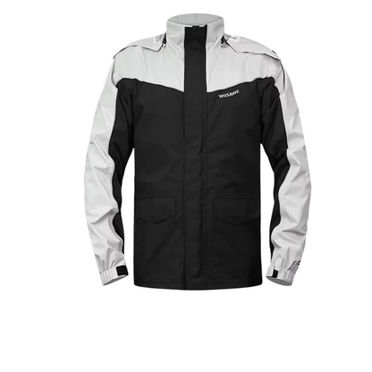 Herren Regenjacke Motorrad Wasserdicht Reflexschwarz