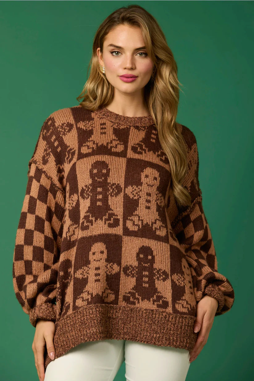 Weihnachts Strickpullover Lebkuchen Design