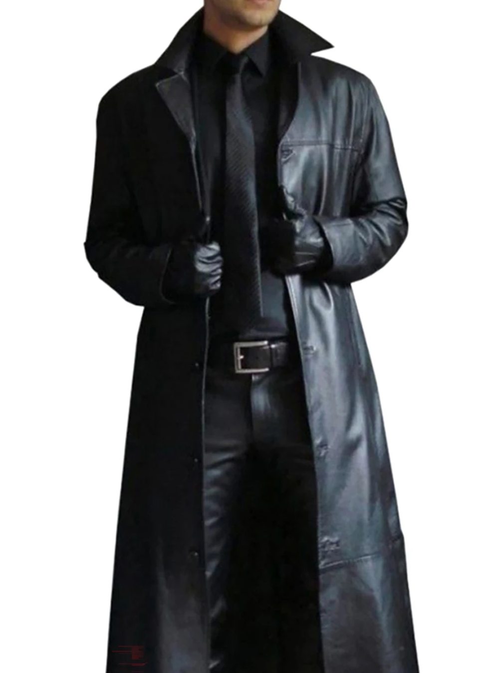 Eleganter Herren Ledermantel Lang