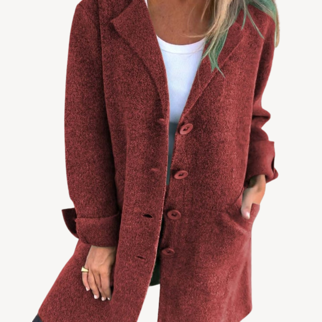 Frauen Langjacke Wollmischung mit Knöpfen