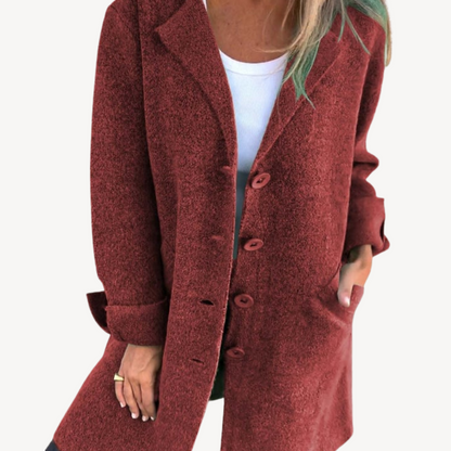 Frauen Langjacke Wollmischung mit Knöpfen