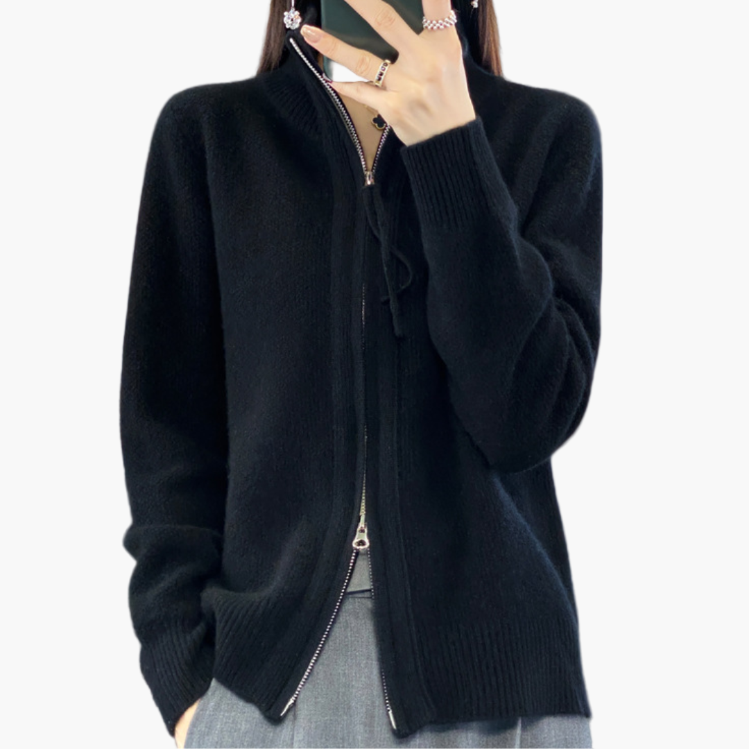 Moderne Strickjacke Reißverschluss Elegant