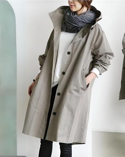 Eleganter Trenchcoat Damen Kapuze