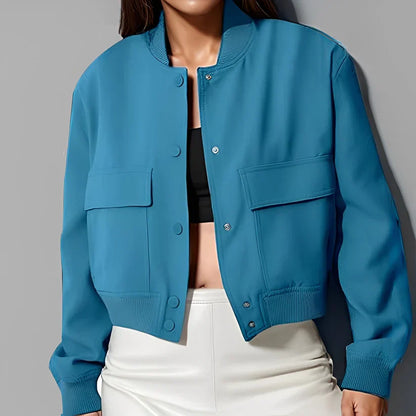 Damen Lederjacke Relaxed Fit Große Taschen