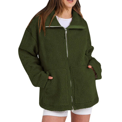 Lässiger Wollmantel Damen Rollkragen Modern