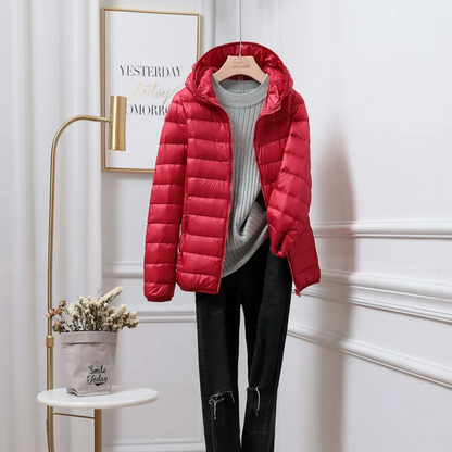 Warme Pufferjacke Kapuze Leicht