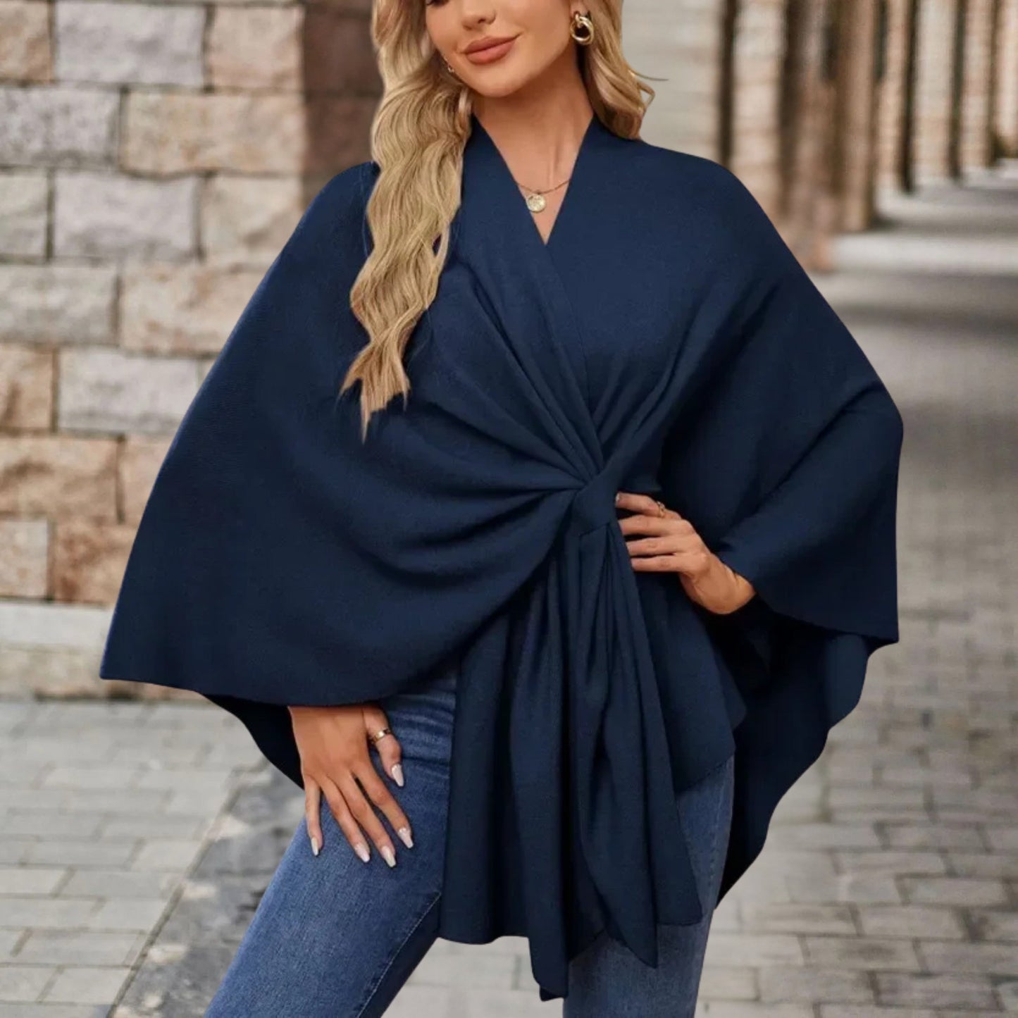 Damen Top mit Cape Effekt und Vorderknoten