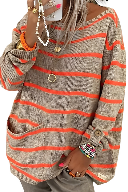 Damen Pullover Streifen Bequem Oversized