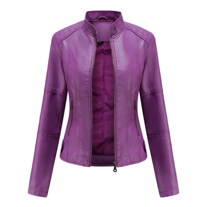 Modische Lederjacke Damen Slim Fit