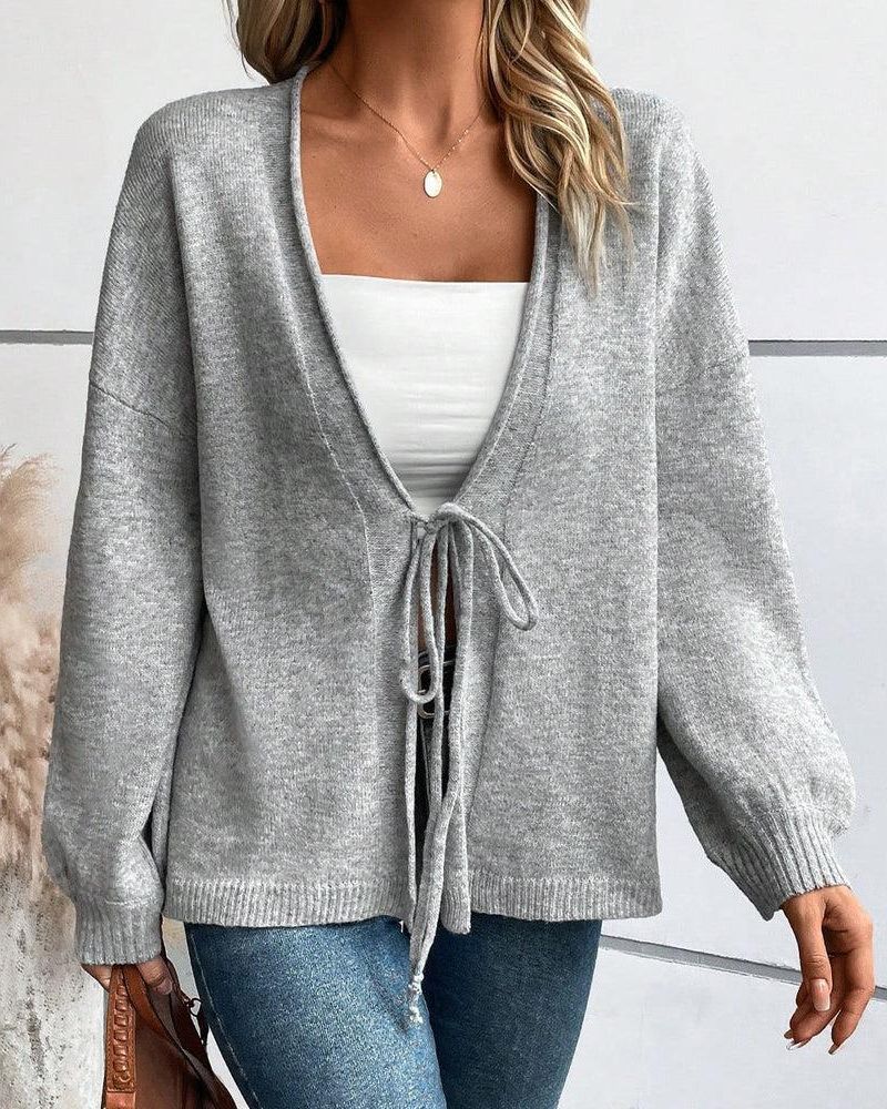 Bequemer Langarm Cardigan Sweater - IdealeKleiden