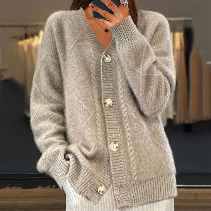 Frauen Strickjacke V-Ausschnitt Modern