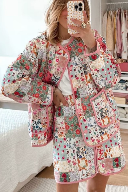 Damen 3-teiliges Set Baumwolle Jacke Weste Rock