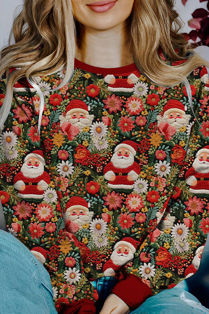 Weihnachts-Pullover Langarm Kontrastfarben Bedruckt