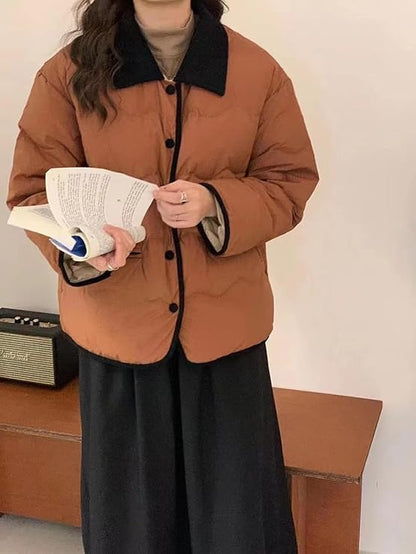 Stylische Steppjacke Kragen Knöpfe Damen