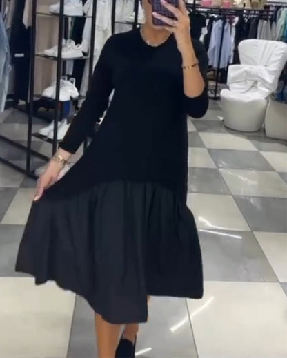 Patchwork Kleid Frauen Rüschen Chic