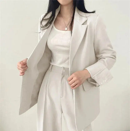 Damen Business Set - Einfarbig Blazer & Gerade Hosen