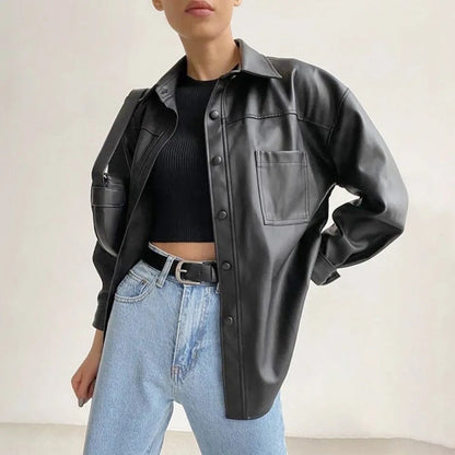 Vintage Lederjacke Herren Classic Knopfverschluss