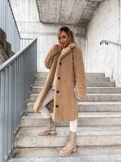 Eleganter Plüsch-Trenchcoat Damen