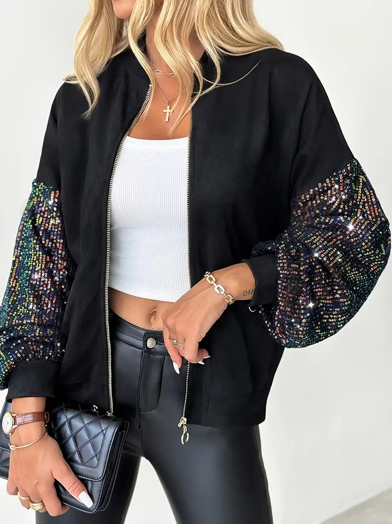 Glitter Jacke Damen Elegant Pailletten