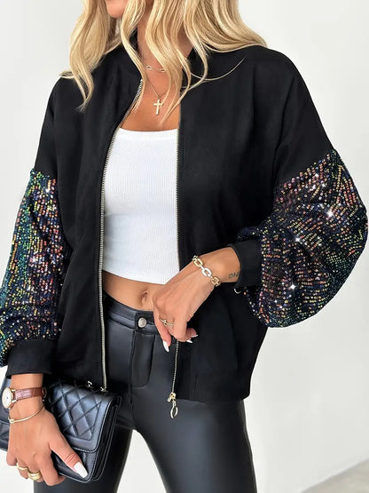 Glitter Jacke Damen Elegant Pailletten