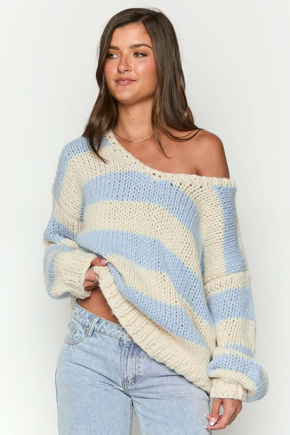 Stylischer Strickpullover Schulterfrei Trendy Herbstmode