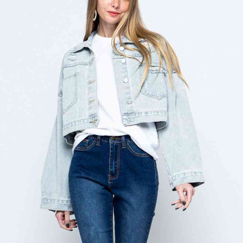 Modische Denimjacke Mit Kragen