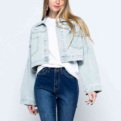 Modische Denimjacke Mit Kragen