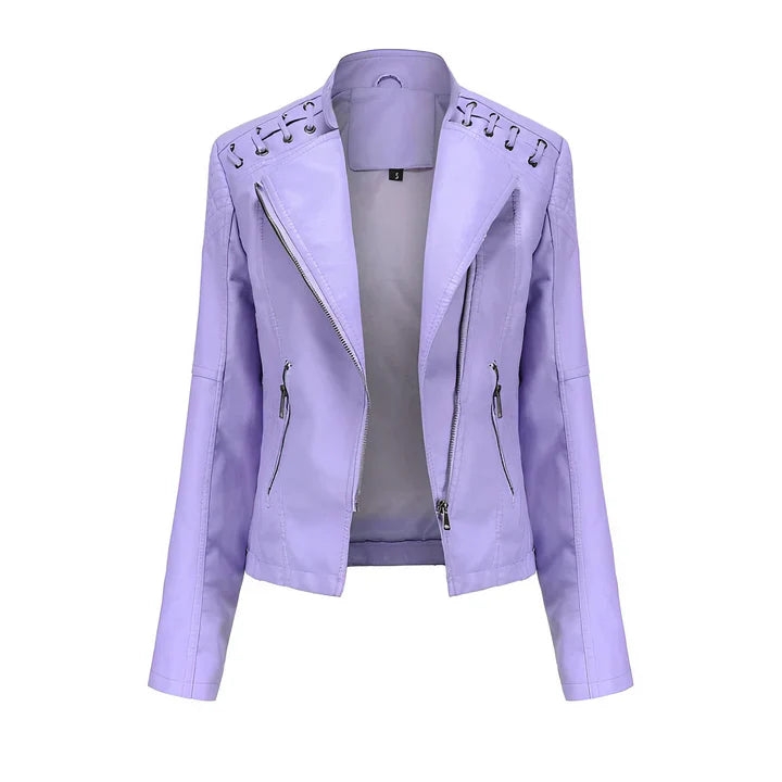 Lederjacke Damen Schwarz Reißverschluss