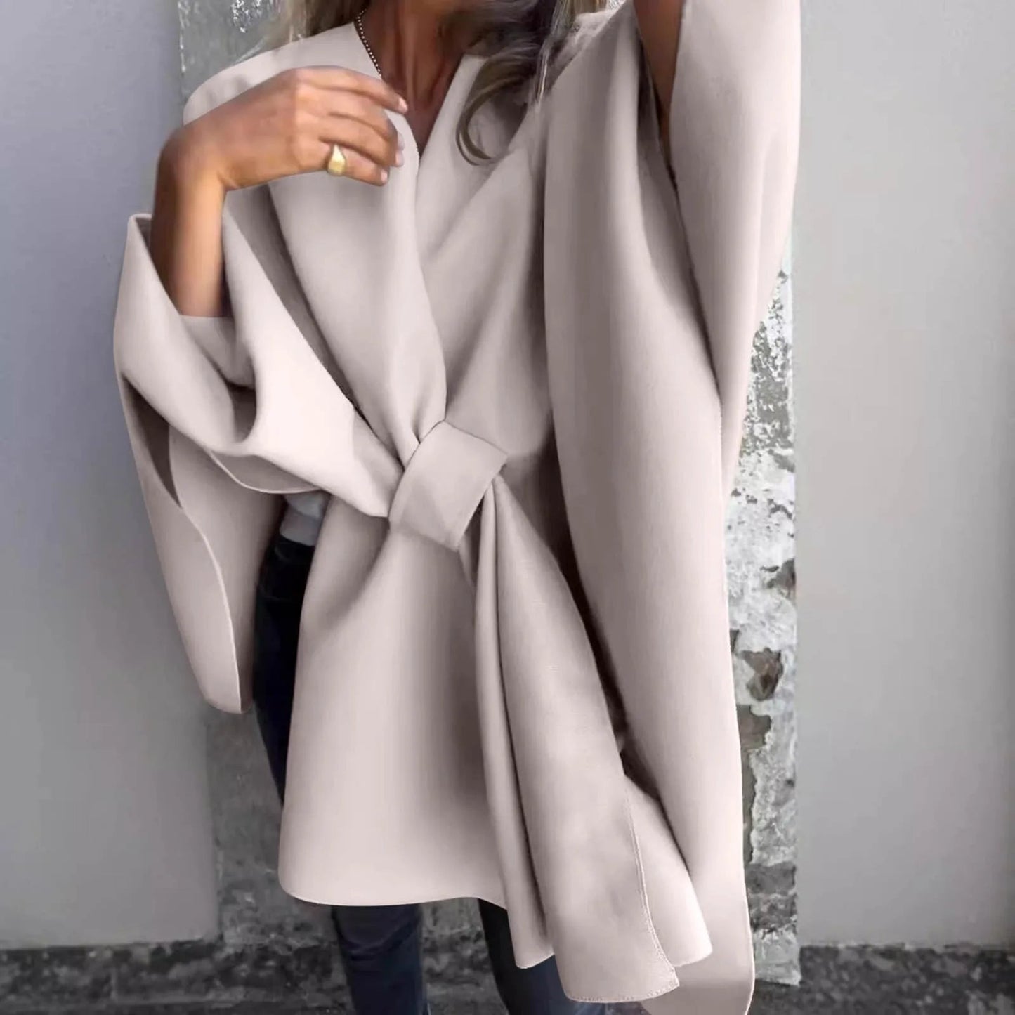 Gemütlicher Strickcardigan Fledermausärmel Warm