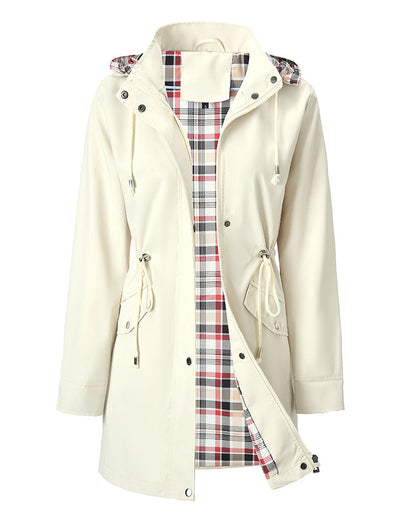 Wasserdichte Trenchcoat Damen Lang Kapuze