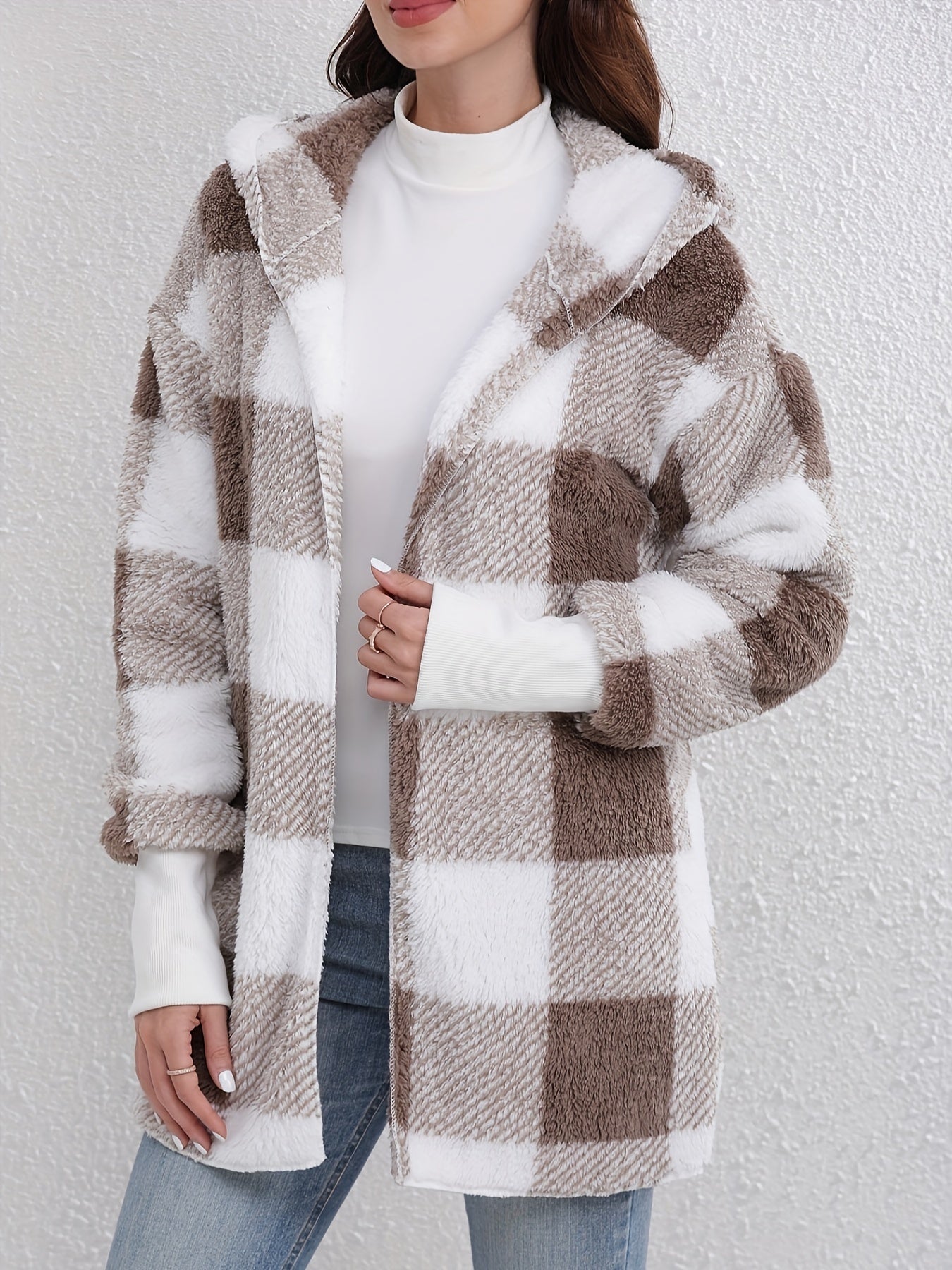 Kapuzenjacke Frauen Lange Ärmel Warm Gemütlich