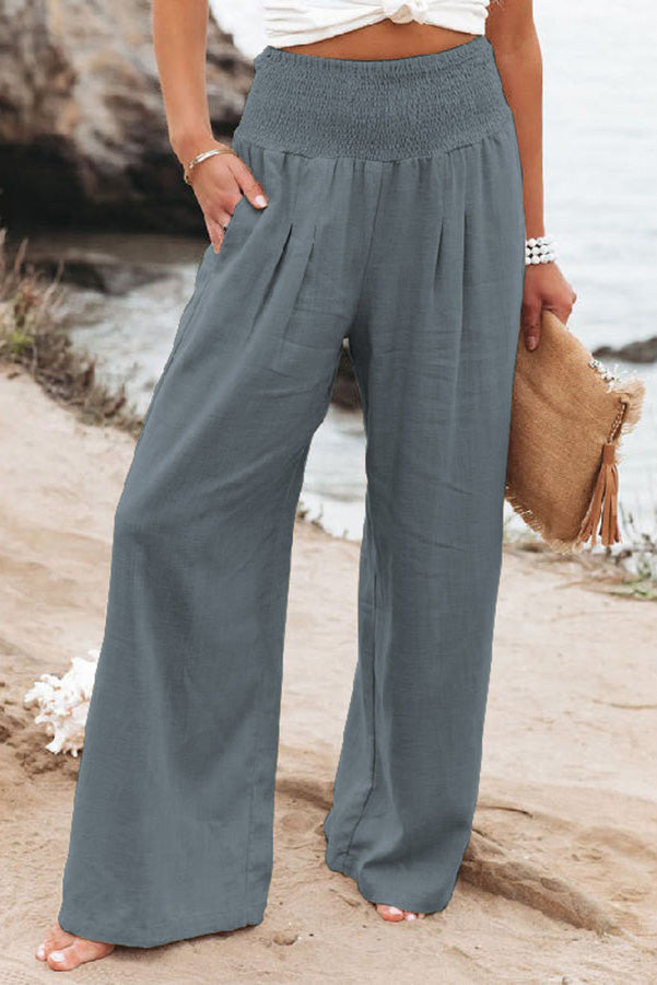 Damen Hose High-Waist Weite Bein Elegant