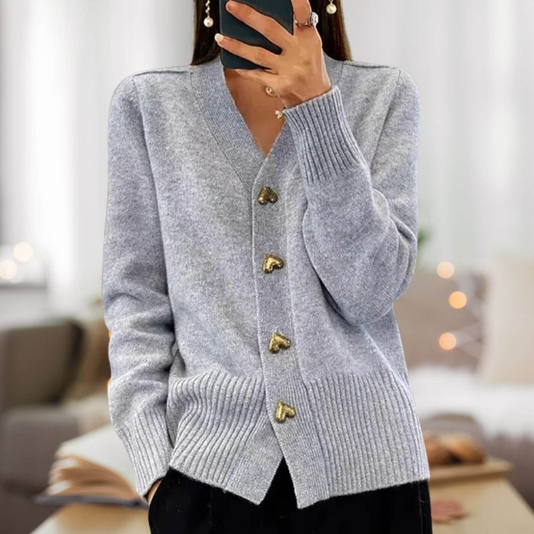 Damen Strickjacke Herzknöpfe Elegance - IdealeKleiden