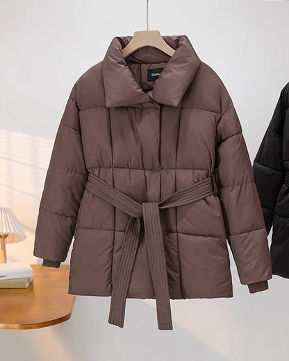Lässige Wattierte Jacke Einfach Revers Design - IdealeKleiden