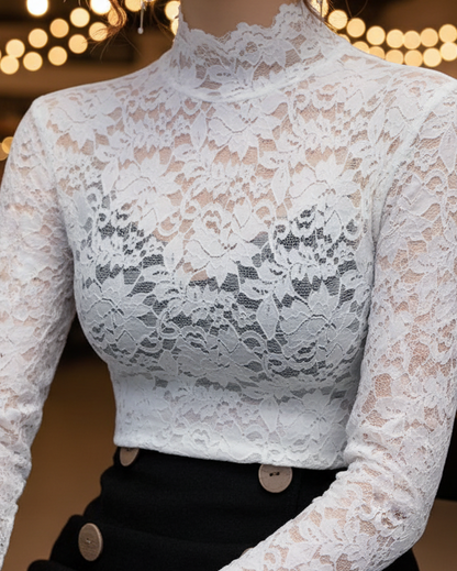 Damen Bluse Spitze Frühling Elegant
