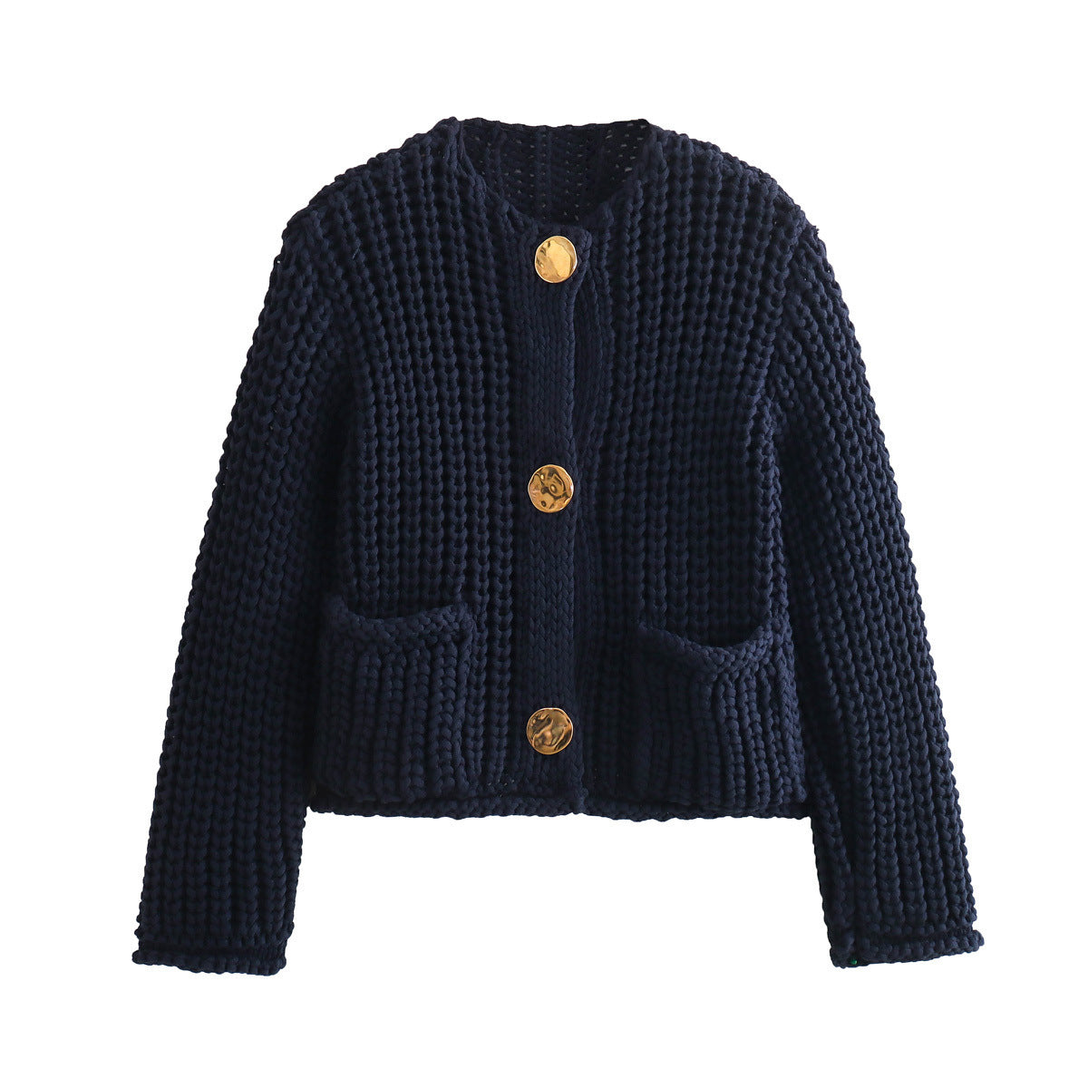 Stilvolle Damenstrickjacke mit Knöpfen und Taschen