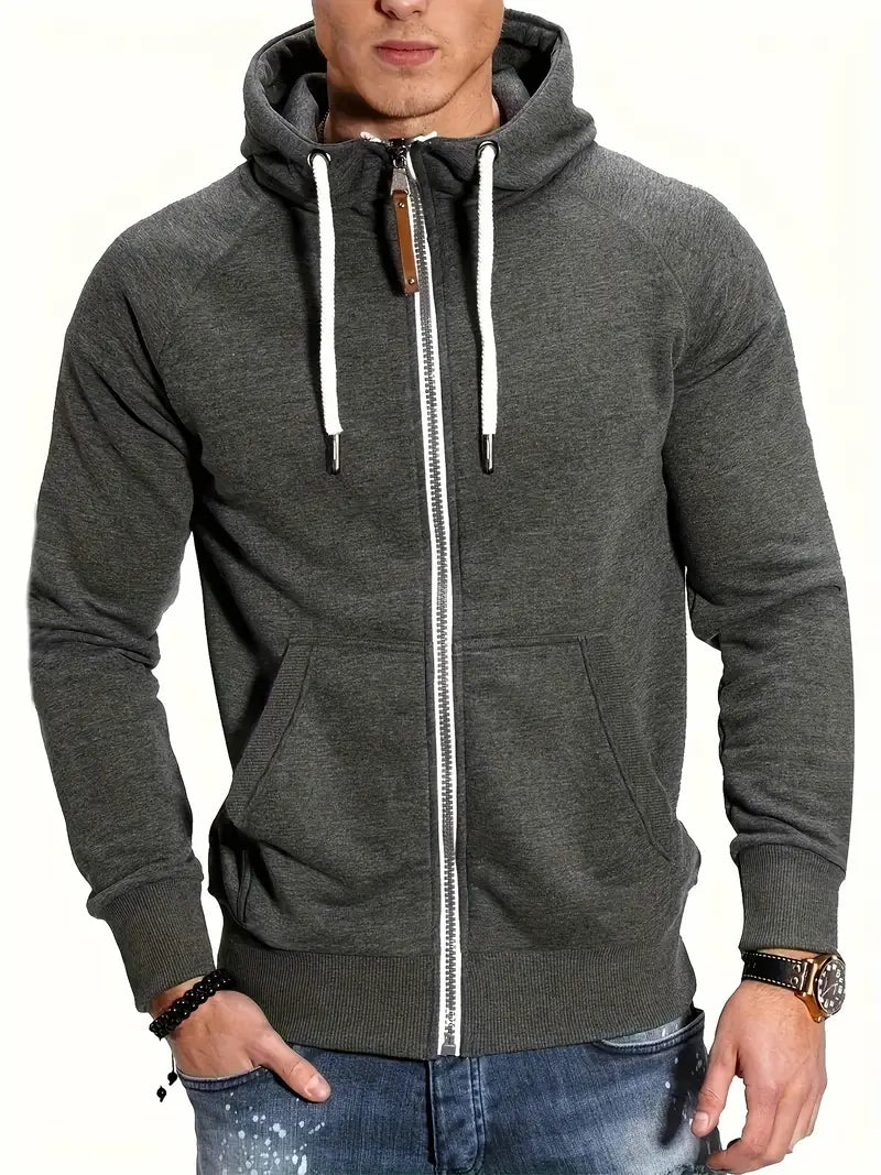 Herren Pullover Langarm Kapuze Reißverschluss